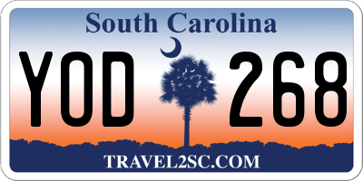 SC license plate YOD268
