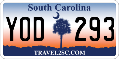 SC license plate YOD293