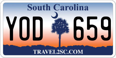 SC license plate YOD659