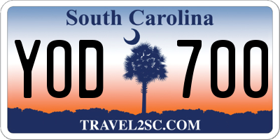 SC license plate YOD700
