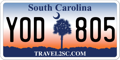 SC license plate YOD805