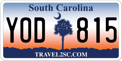 SC license plate YOD815