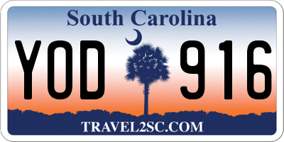 SC license plate YOD916