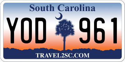 SC license plate YOD961