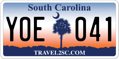 SC license plate YOE041
