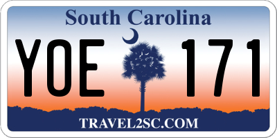 SC license plate YOE171