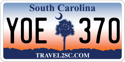 SC license plate YOE370