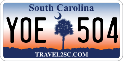 SC license plate YOE504