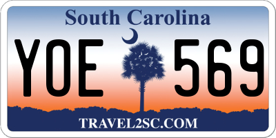 SC license plate YOE569