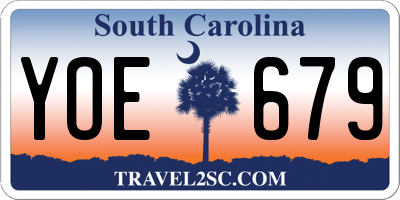 SC license plate YOE679