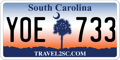 SC license plate YOE733