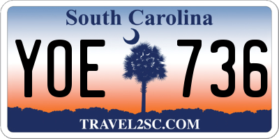 SC license plate YOE736