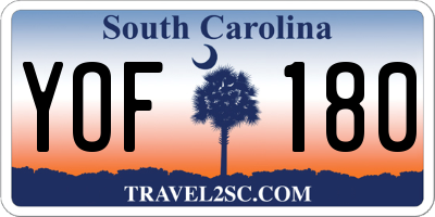 SC license plate YOF180