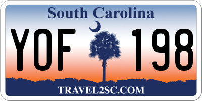SC license plate YOF198