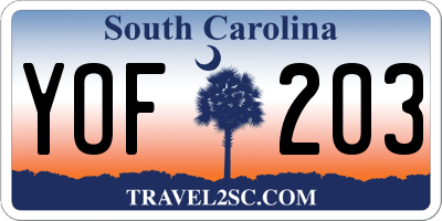 SC license plate YOF203