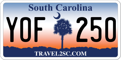 SC license plate YOF250