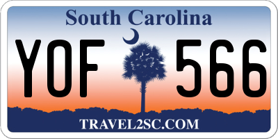 SC license plate YOF566