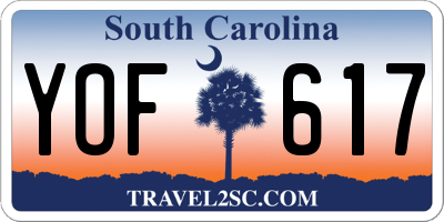 SC license plate YOF617