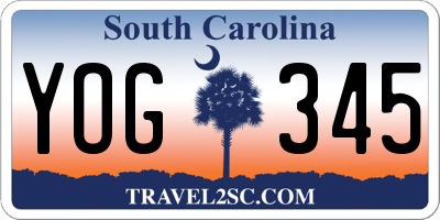 SC license plate YOG345