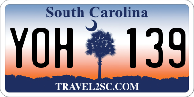 SC license plate YOH139