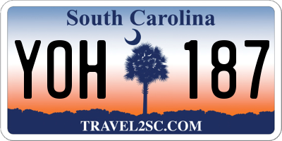 SC license plate YOH187