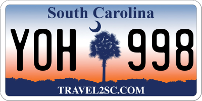 SC license plate YOH998