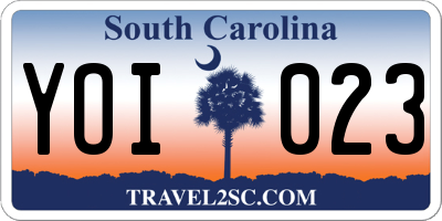 SC license plate YOI023