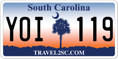 SC license plate YOI119