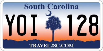 SC license plate YOI128