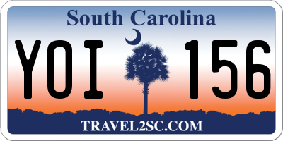 SC license plate YOI156