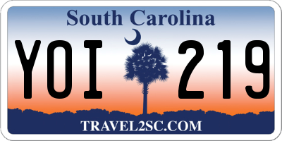 SC license plate YOI219