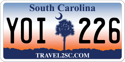 SC license plate YOI226