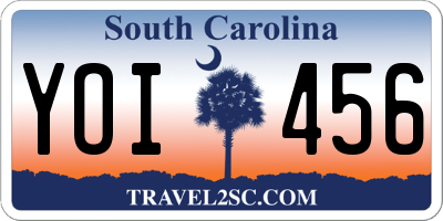 SC license plate YOI456