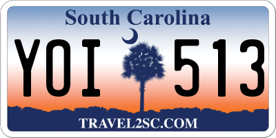 SC license plate YOI513