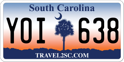 SC license plate YOI638