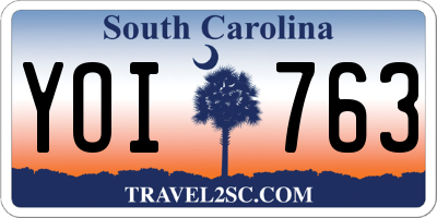 SC license plate YOI763