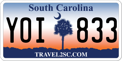 SC license plate YOI833