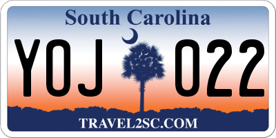 SC license plate YOJ022