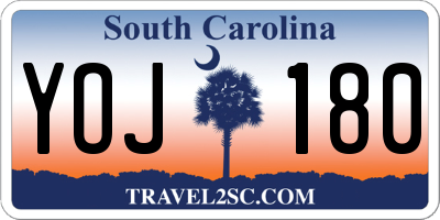 SC license plate YOJ180
