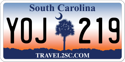 SC license plate YOJ219