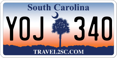 SC license plate YOJ340