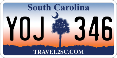 SC license plate YOJ346