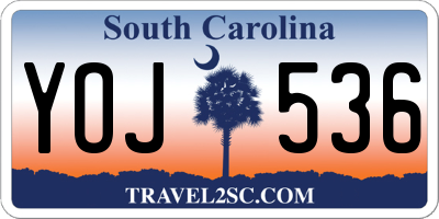 SC license plate YOJ536