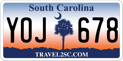 SC license plate YOJ678
