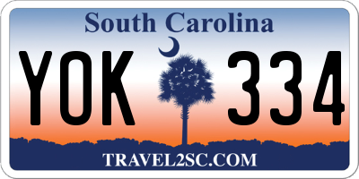 SC license plate YOK334
