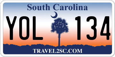 SC license plate YOL134