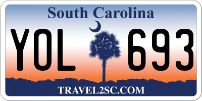 SC license plate YOL693
