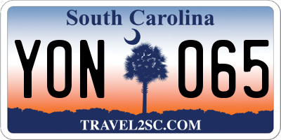 SC license plate YON065
