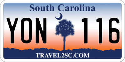 SC license plate YON116