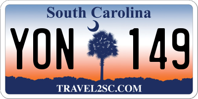 SC license plate YON149